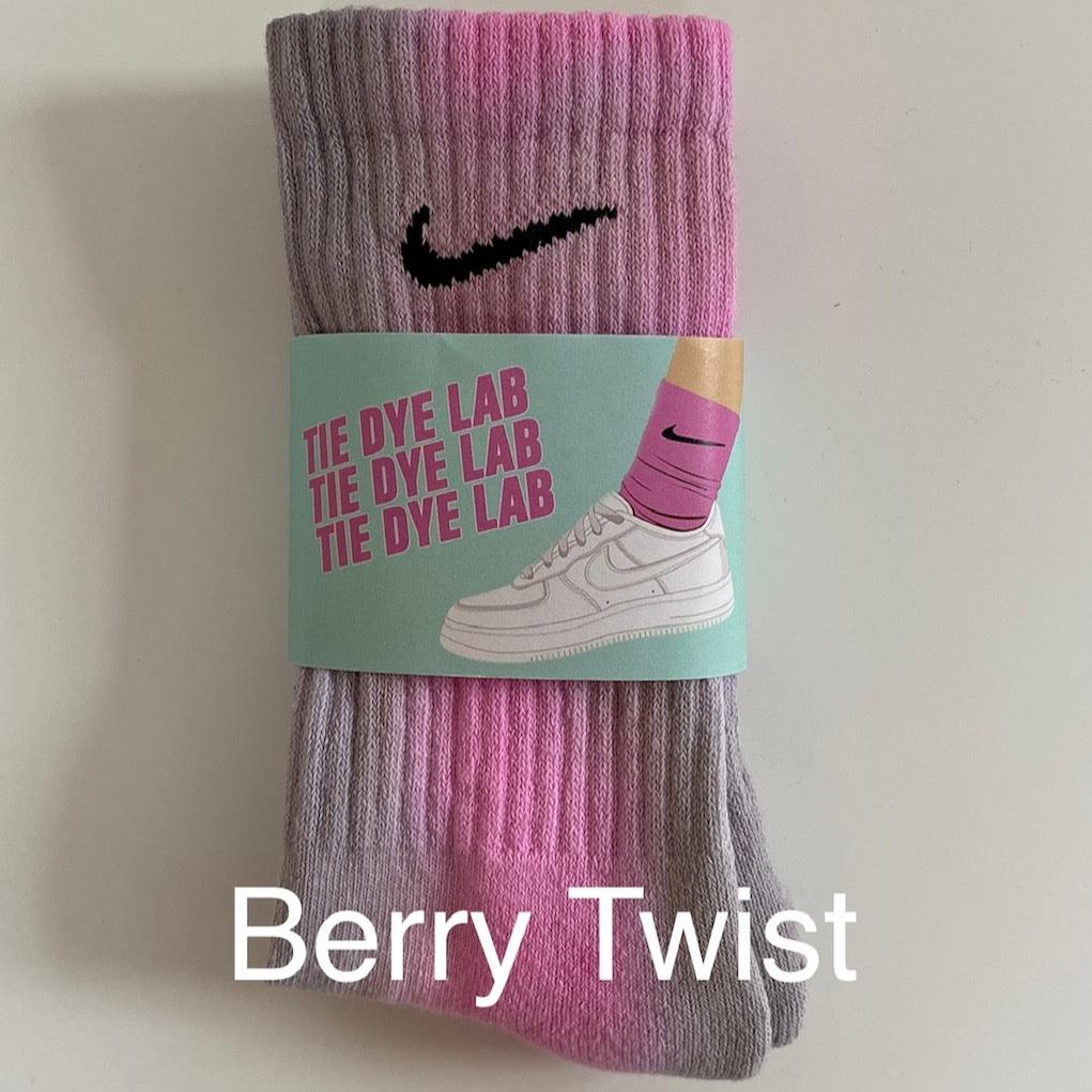 Nike Tie Dye Socks in Berry Twist pink and grey