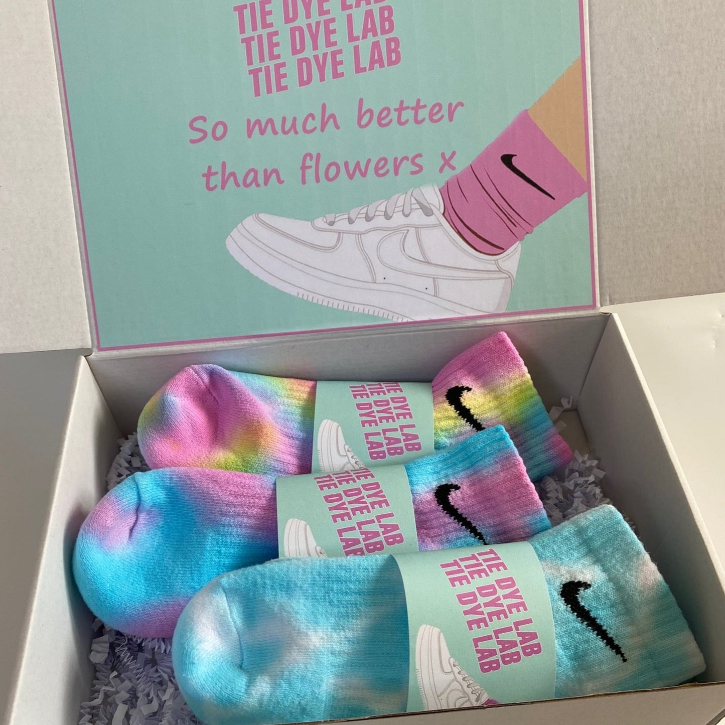 Customised Nike tie dye sock gift box