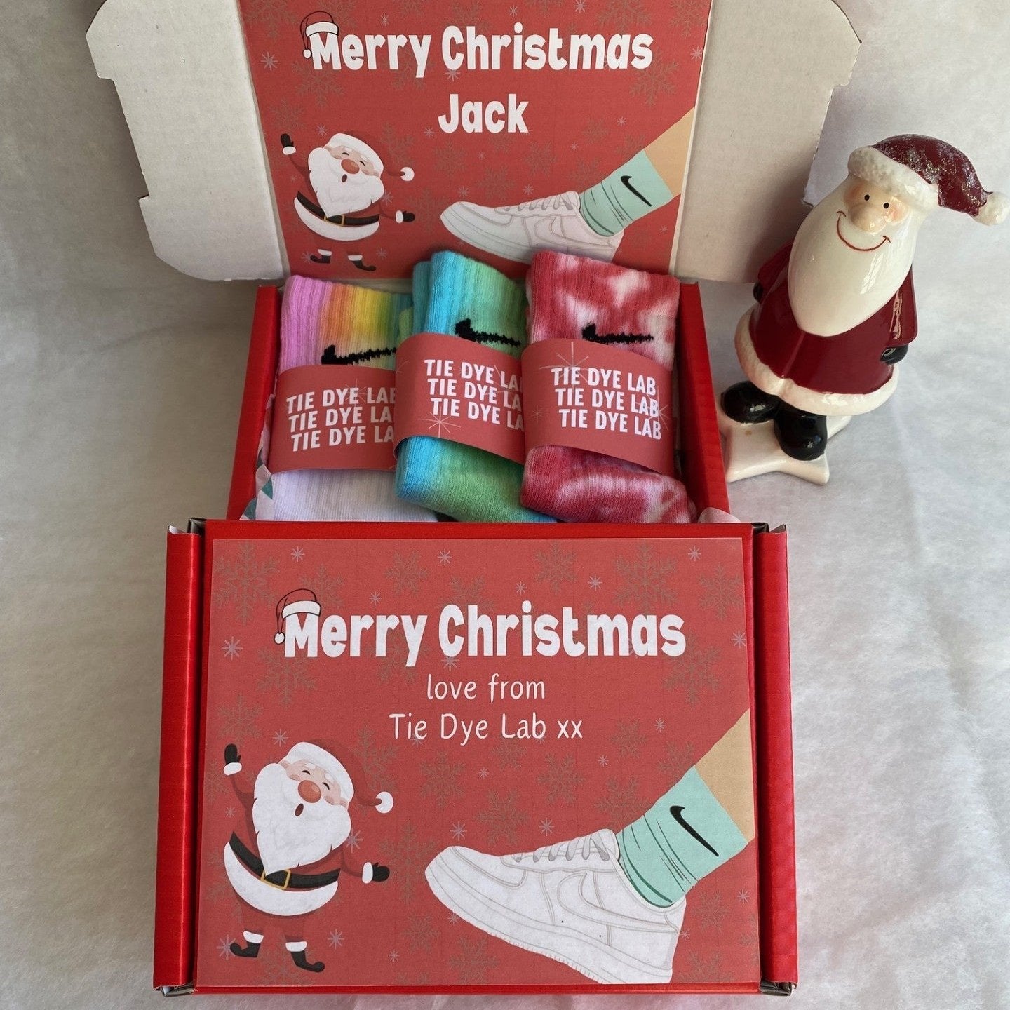 Kids Christmas 3 pair Nike tie dye sock gift box