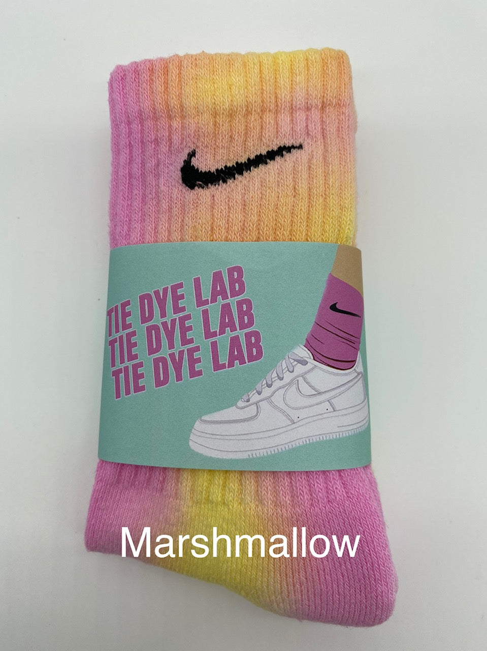 Nike Tie Dye Socks in Marshmallow pink and yellow