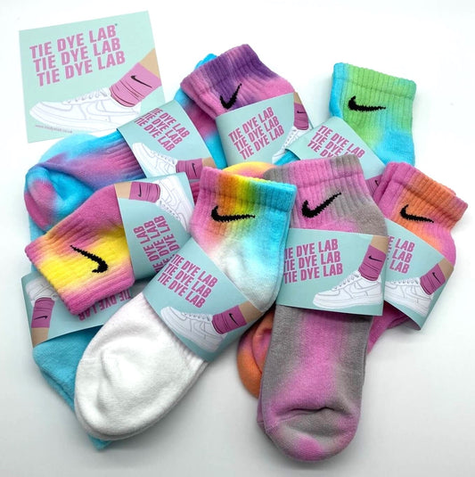 Group of Nike tie dye ankle socks rainbow colours