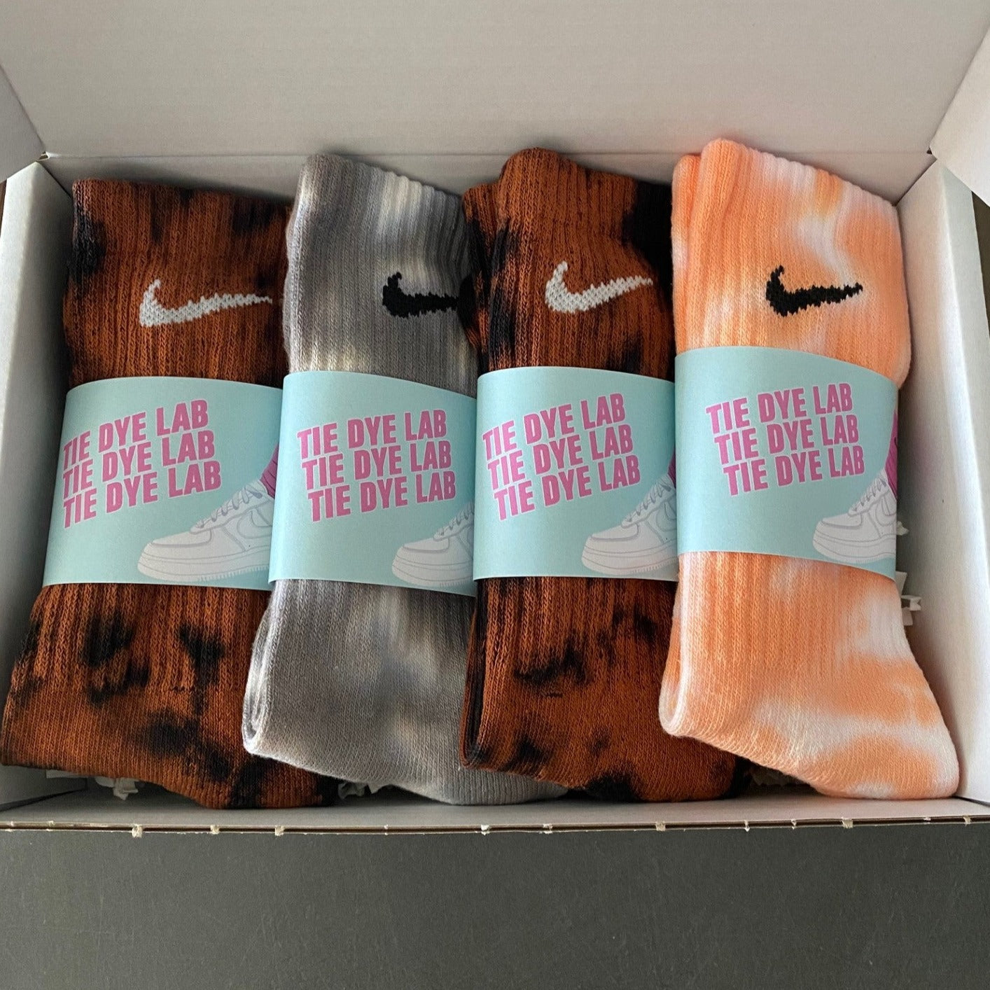 Mens Nike tie dye 4 pair sock box