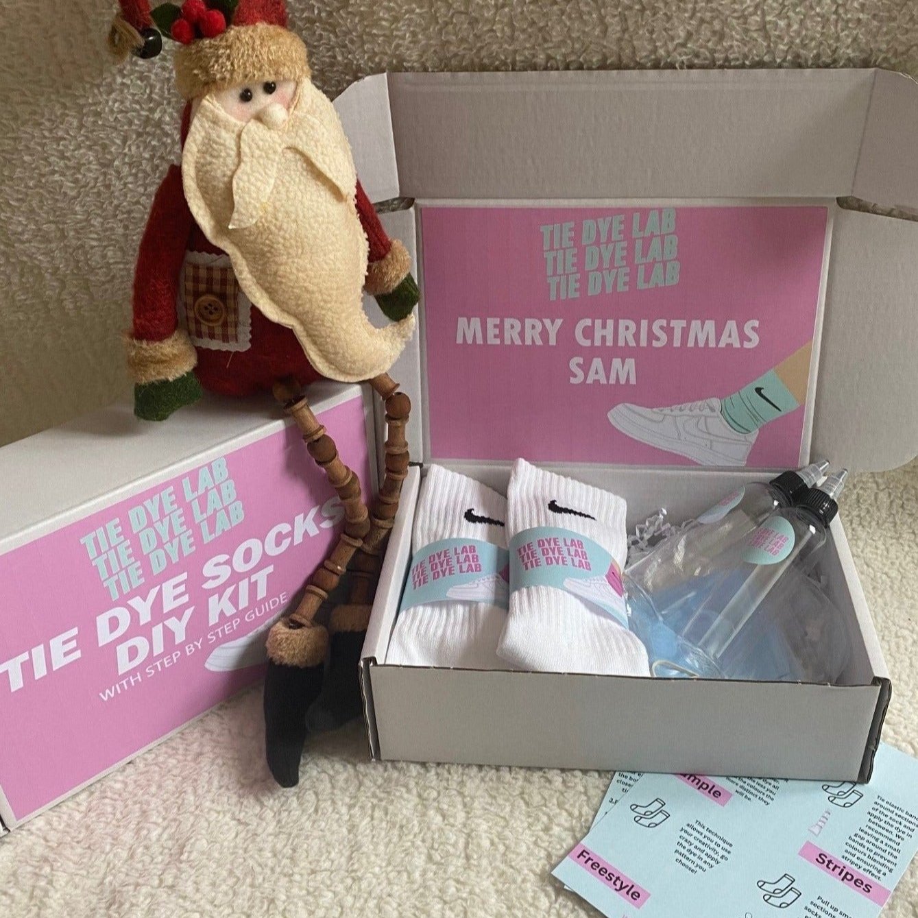 Do it yourself Nike tie dye sock kit personalised for Christmas