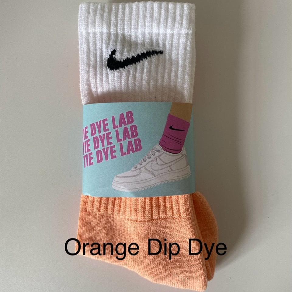 Nike dip dye orange and white socks