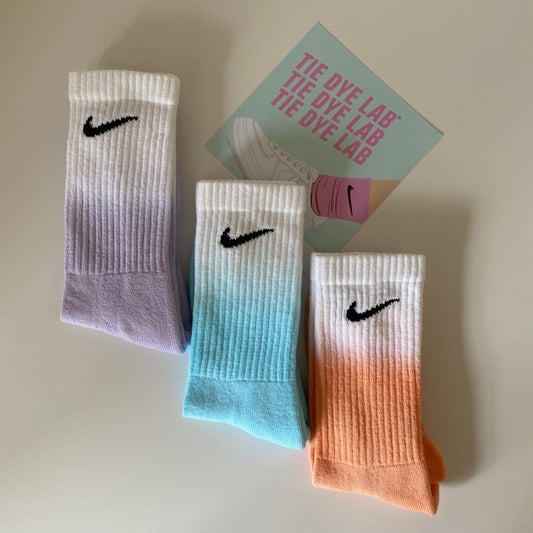 3 pair nike dip dye sock bundle lilac, blue, orange