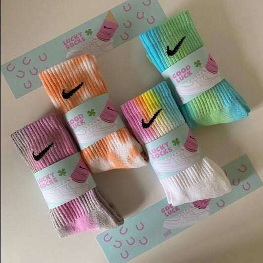 Nike tie dye socks good luck lucky socks