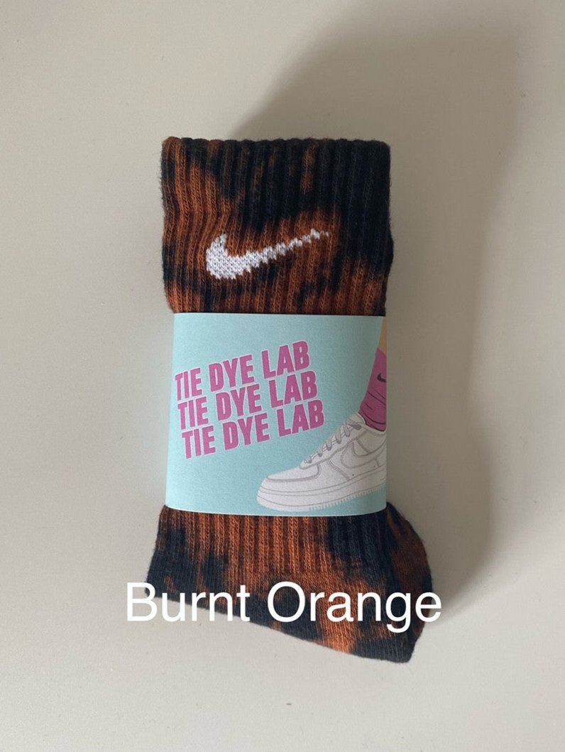 Nike tie dye sock Burnt Orange Black and orange