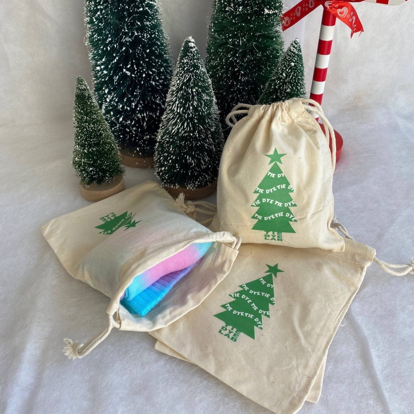 Nike tie dye socks and Christmas gift bag