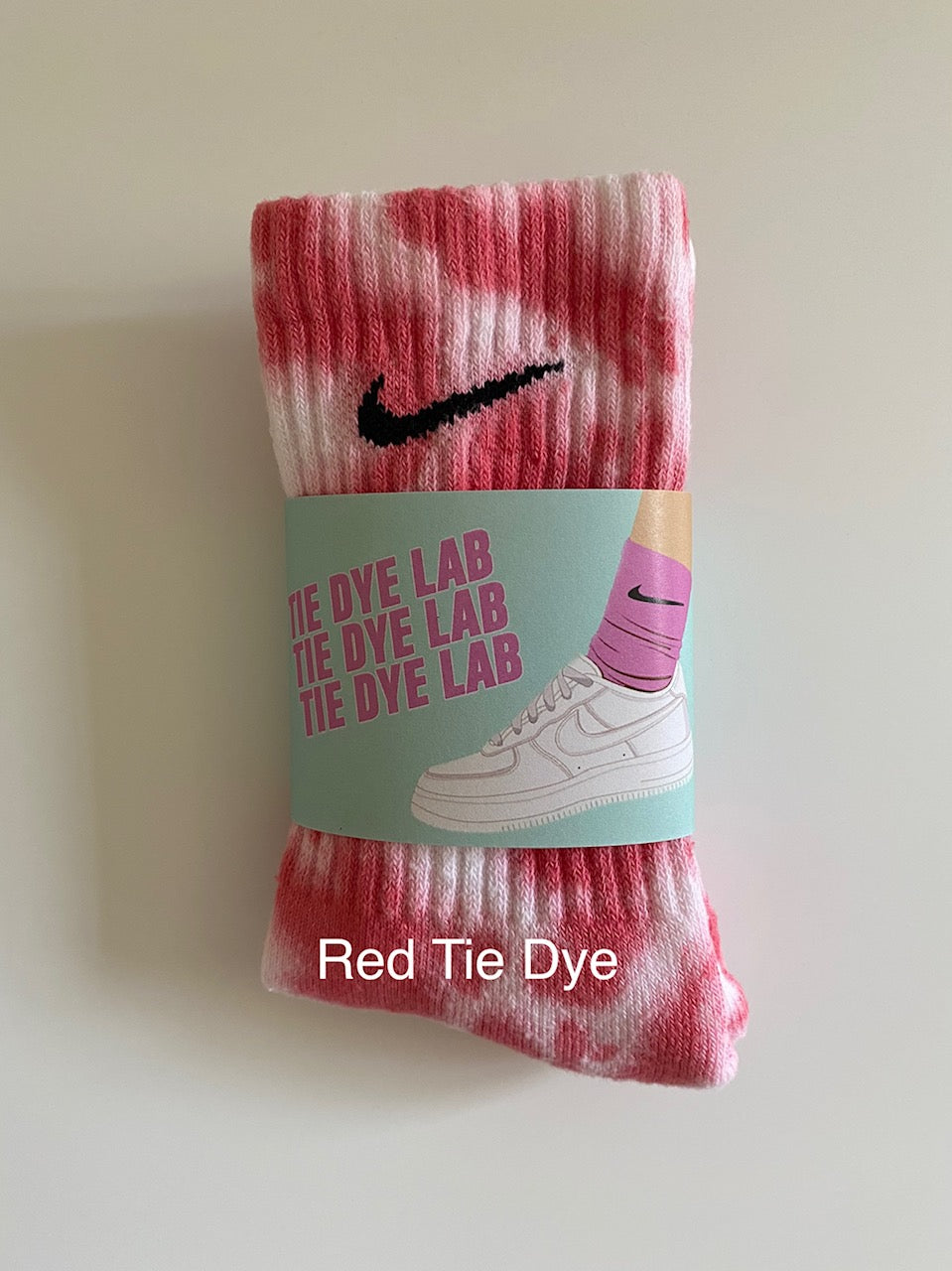 Nike tie dye crew sock red and white